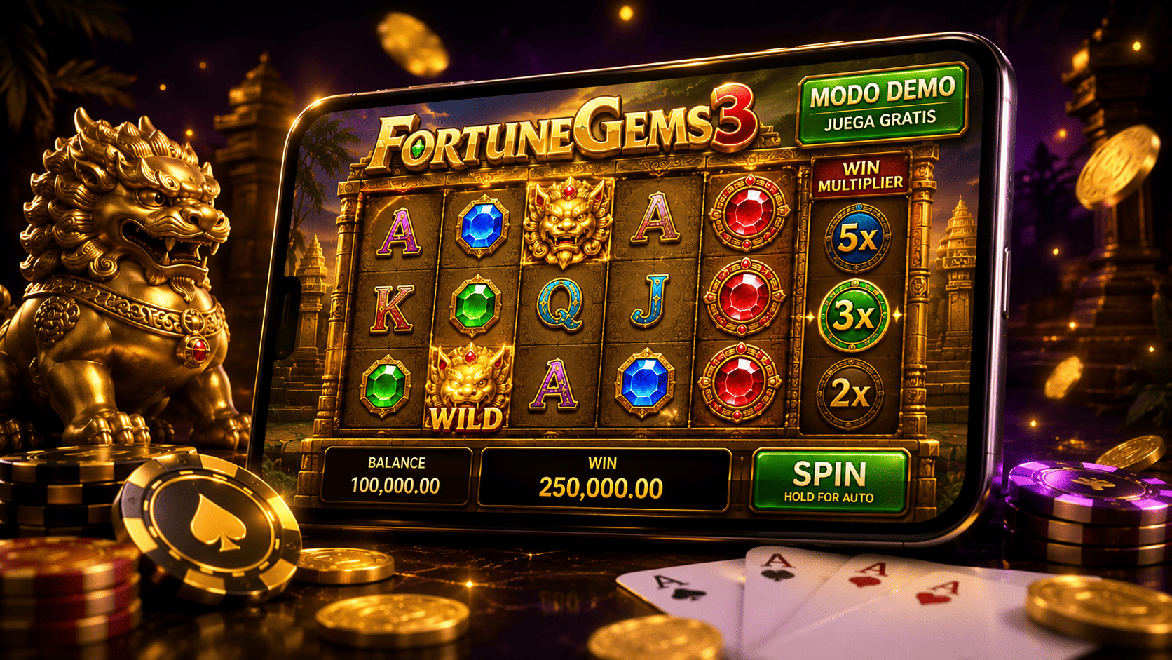 Modo demo de Fortune Gems 3 para probar el juego sin depósito